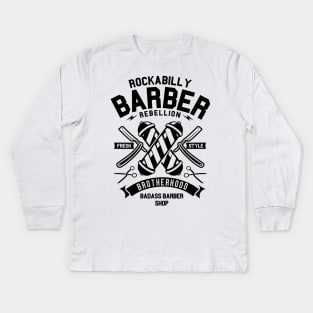 Rockabilly Barber Kids Long Sleeve T-Shirt